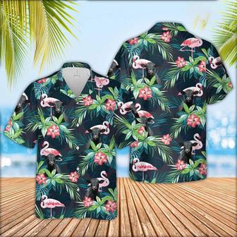 Black Angus Cattle Flamingo Hawaiian Shirt, Farm Hawaiian Shirt, Farmer Hawaii | Newhawaiianshirts CA