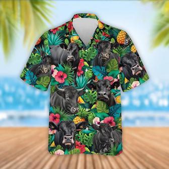 Black Angus Cattle Tropical Fruits Pattern Hawaiian Shirt, Farm Hawaiian Shirt, Farmer Hawaii | Newhawaiianshirts AU