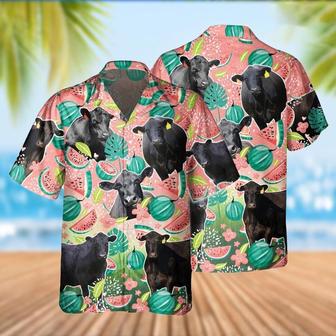 Black Angus Cattle Watermelon Pattern Hawaiian Shirt, Farm Hawaiian Shirt, Farmer Hawaii | Newhawaiianshirts AU