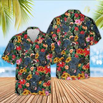 Black Angus Cow And Flower Drawing Hawaiian Shirt, Farm Hawaiian Shirt, Farmer Hawaii | Newhawaiianshirts AU