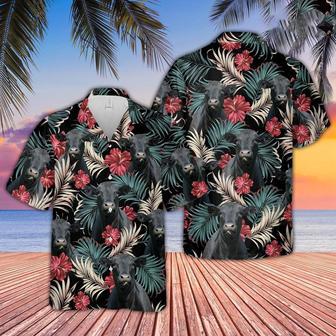 Black Angus Dark Red Flowers Pattern Hawaiian Shirt, Farm Hawaiian Shirt, Farmer Hawaii | Newhawaiianshirts CA