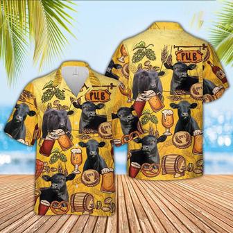 Black Angus Drink Beer Pattern Hawaiian Shirt, Farm Hawaiian Shirt, Farmer Hawaii | Newhawaiianshirts AU