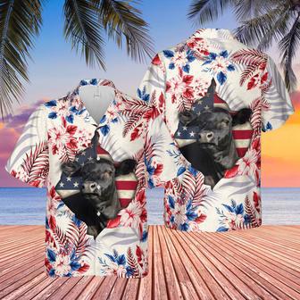 Black Angus Face Hibiscus Flower All Over Printed Hawaiian Shirt | Newhawaiianshirts UK