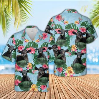 Black Angus Flower Pattern Hawaiian Shirt, Farm Hawaiian Shirt, Farmer Hawaii | Newhawaiianshirts AU