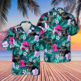 Black Angus Green Hibicus Tropical Pattern Hawaiian Shirt, Farm Hawaiian Shirt, Farmer Hawaii | Newhawaiianshirts AU