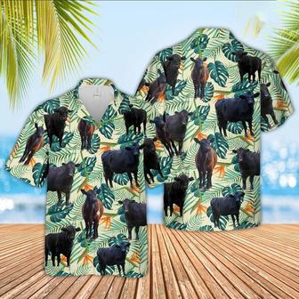 Black Angus Green Pattern Hawaiian Shirt, Farm Hawaiian Shirt, Farmer Hawaii | Newhawaiianshirts AU