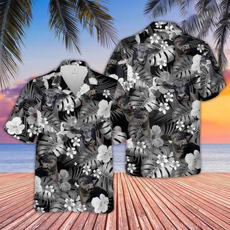 Black Angus Grey Hibicus Tropical Pattern Hawaiian Shirt, Farm Hawaiian Shirt, Farmer Hawaii | Newhawaiianshirts AU