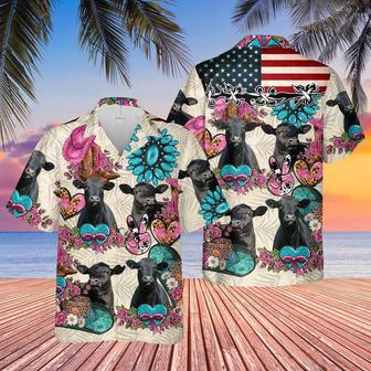 Black Angus Happiness Flowers Hawaiian Shirt, Farm Hawaiian Shirt, Farmer Hawaii | Newhawaiianshirts AU