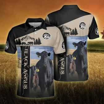 Black Angus Men Polo Shirts - Black Angus Proud Farmer Polo Shirts For Men - Perfect Gift For Black Angus Lovers, Cattle Lovers - Monsterry
