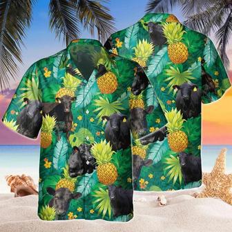 Black Angus Pineapple Hawaiian All Over Printed Hawaiian Shirt, Farm Hawaiian Shirt, Farmer Hawaii | Newhawaiianshirts AU