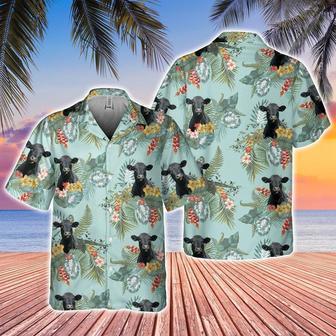 Black Angus Tropical Flowers Pattern Hawaiian Shirt, Farm Hawaiian Shirt, Farmer Hawaii | Newhawaiianshirts AU