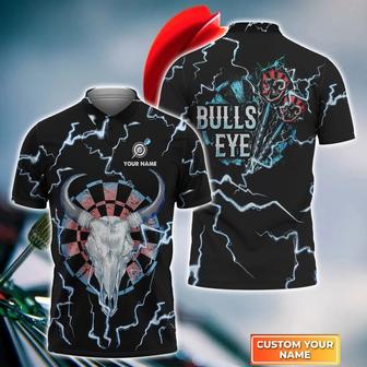 Black Bull Eye Thunder All Printed Polo Short For Man, Best Shirt For Dart Player - Monsterry DE