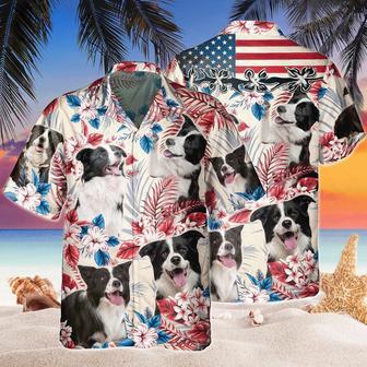 Border Collie Dog United States Flag Hawaiian Flowers All Over Printed Hawaiian Shirt, Farm Hawaiian Shirt, Farmer Hawaii | Newhawaiianshirts AU