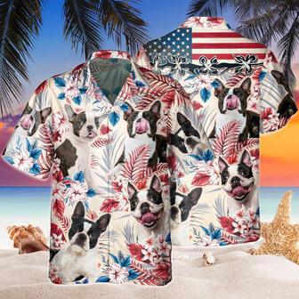 Boston Terrier Dog United States Flag Hawaiian Flowers All Over Printed Hawaiian Shirt, Farm Hawaiian Shirt, Farmer Hawaii | Newhawaiianshirts AU