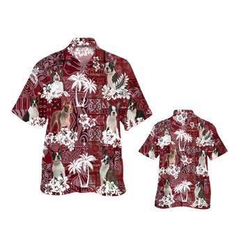 Boston Terrier Hawaiian Shirt, Dog Aloha Beach Shirt Red Tribal Pattern | Newhawaiianshirts DE