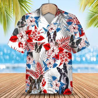 Boston Terrier Hawaiian Shirt, Full Printed Dog And Flower In Hawaii Aloha Beach Shirts For Dog Lovers | Newhawaiianshirts AU