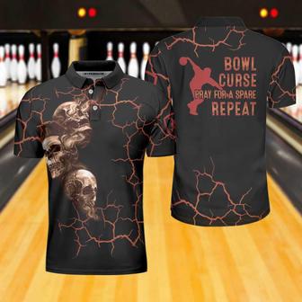 Bowl Curse Polo Shirt, Skull Bowling Polo Shirt Design For Bowlers, Spooky Halloween Bowling Gift Idea Coolspod - Monsterry UK
