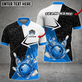 Bowling And Pins Fire Multicolored Bowling Jerseys Custom Name And Team Polo Shirt - Monsterry