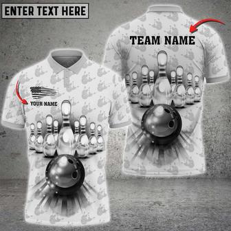Bowling And Pins Pattern Multicolored Bowling Jerseys Custom Name And Team Polo Shirt - Monsterry UK