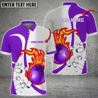 Bowling Ball And Pins Flame Basic Multicolor Option Customized Name Shirt, Idea Gift For Bowler - Monsterry