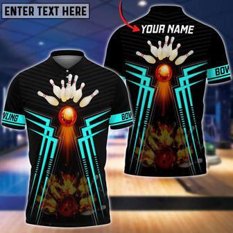 Bowling Ball And Pins Flame Premium Multicolor Option Customized Name Shirt, Perfect Gift For Bowler - Monsterry CA