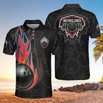 Bowling In Fire And Flag Short Sleeve Polo Shirt, Bowling Ball Polo Shirt, Best Bowling Shirt For Men Coolspod - Monsterry DE
