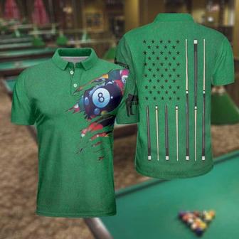 Bowling Shirts For Men Us Flag Billiards Green Polo Shirt - Monsterry DE