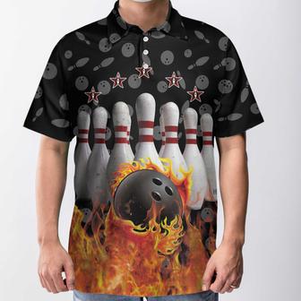 Bowling Skull Flame Custom Polo Shirt, Personalized Skull Bowling Polo Style Shirt, Bowling Gift Idea Coolspod - Monsterry DE