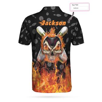 Bowling Skull Flame Custom Polo Shirt, Personalized Skull Bowling Polo Style Shirt, Bowling Gift Idea - Monsterry DE