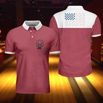 Bowling Skull Polo Shirt, American Flag Bowling Shirt For Men, Unique Bowling Apparel Coolspod - Monsterry UK