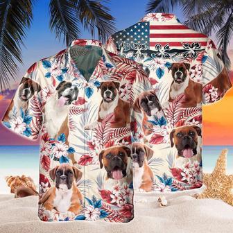 Boxer Dog United States Flag Hawaiian Flowers All Over Printed Hawaiian Shirt, Farm Hawaiian Shirt, Farmer Hawaii | Newhawaiianshirts AU