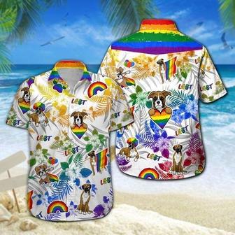 Boxer Lgbt Hawaiian Shirt For Men And Women, Lgbt Flag Hawaiian Shirt, Dog Rainbow Pride Shirt | Newhawaiianshirts