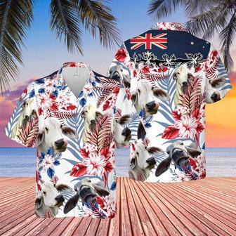 Brahman Cattle Australia Flag Hawaiian Flowers All Over Printed Hawaiian Shirt, Farm Hawaiian Shirt, Farmer Hawaii | Newhawaiianshirts AU