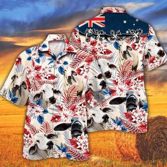 Brahman Cattle Australian Flag Hawaiian Flowers All Over Printed Hawaiian Shirt, Farm Hawaiian Shirt, Farmer Hawaii | Newhawaiianshirts AU