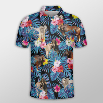 Brahman Tropical Flowers Leaves Pattern Button Polo Shirt, Cow Polo Shirt, Gift For Farmers - Monsterry