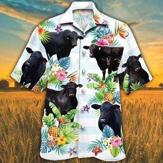 Brangus Cattle Hawaiian Theme Pineapple Tropical Flower Hawaiian Shirt, Farm Hawaiian Shirt, Farmer Hawaii | Newhawaiianshirts AU