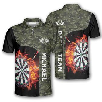 Camouflage Dart Board Fire Flame Custom Darts Shirts For Men, Dart Shirt - Monsterry DE