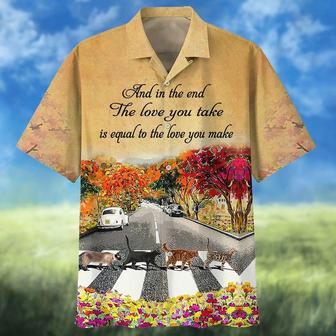 Cats Abbey Roads Hawaiian Shirt, Cat Hawaiian Shirts, Aloha Hawaii Beach Shirts For Cat Lover | Newhawaiianshirts CA