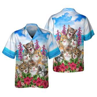 Cats Smile Hawaiian Shirt, Cat And Flower Hawaiian Shirts | Newhawaiianshirts CA