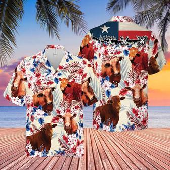 Cattle Texas Flag Hawaiian Flowers All Over Printed Hawaiian Shirt, Farm Hawaiian Shirt, Farmer Hawaii | Newhawaiianshirts AU