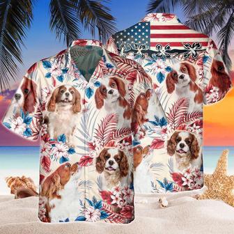 Cavalier King Charles Spaniel Dog United States Flag Hawaiian Flowers All Over Printed Hawaiian Shirt, Farm Hawaiian Shirt, Farmer Hawaii | Newhawaiianshirts AU