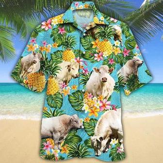 Charolais Cattle Lovers Pineapple Hawaiian Shirt, Unisex Print Aloha Short Sleeve Casual Shirt | Newhawaiianshirts