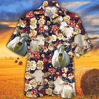 Charolais Cattle Red Plaid Pattern All Over Printed Hawaiian Shirt, Farm Hawaiian Shirt, Farmer Hawaii | Newhawaiianshirts UK