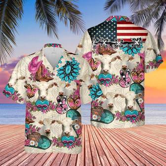 Charolais Happiness Flowers Hawaiian Shirt, Farm Hawaiian Shirt, Farmer Hawaii | Newhawaiianshirts UK