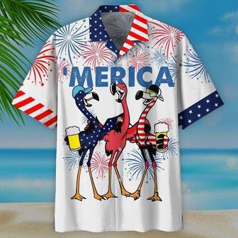 Cheering American Flamingo Hawaiian Aloha Shirts | Newhawaiianshirts AU