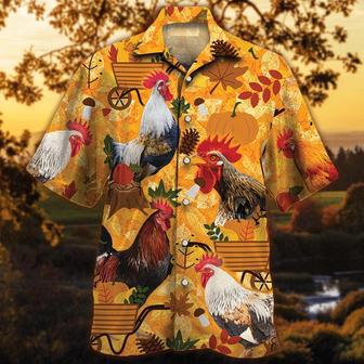 Chicken Orange Nature Autumn Hawaiian Shirt, Farm Hawaiian Shirt, Farmer Hawaii | Newhawaiianshirts AU