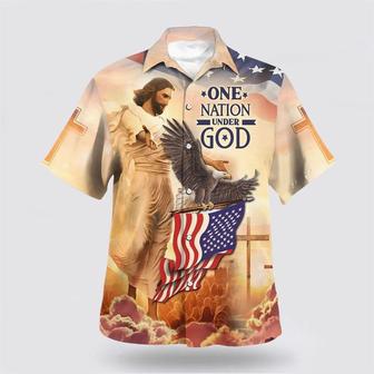 Christian Hawaiian Shirt, One Nation Under God Jesus Eagle Hawaiian Shirts | Newhawaiianshirts