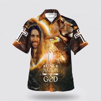 Christian Hawaiian Shirt, Jesus Smile Eagle One Nation Under God Hawaiian Shirts | Newhawaiianshirts