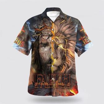 Christian Hawaiian Shirt, Jesus Praying Lion Christian Cross Faith Hawaiian Shirt | Newhawaiianshirts CA