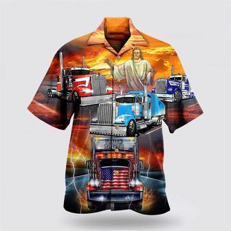 Christian Hawaiian Shirt, Truck Driver Jesus Bless In The Sunset Hawaiian Shirts | Newhawaiianshirts UK